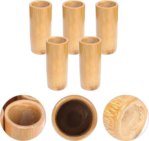 Angoily Bamboo Fire Cupping Set 5Pcs Carbonized Bamboo Cups for Home Cupping Therapy Body Suction Cups Facial Massage Tools in Saudi Arabia