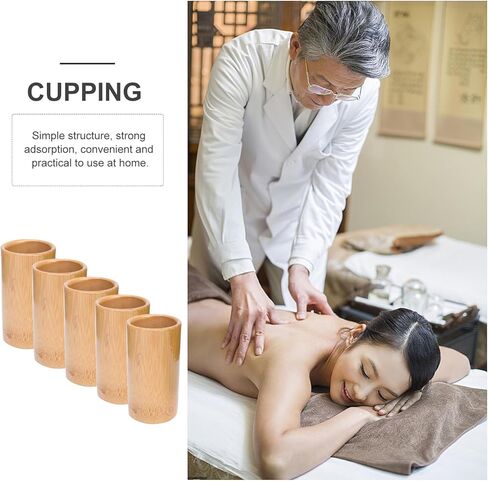 Angoily Bamboo Fire Cupping Set 5Pcs Carbonized Bamboo Cups for Home Cupping Therapy Body Suction Cups Facial Massage Tools in Saudi Arabia