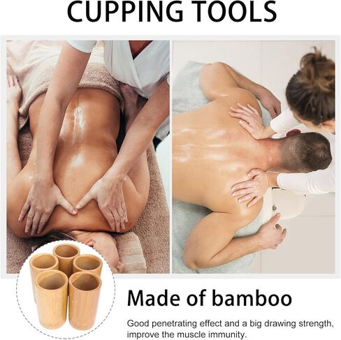 Angoily Bamboo Fire Cupping Set 5Pcs Carbonized Bamboo Cups for Home Cupping Therapy Body Suction Cups Facial Massage Tools in Saudi Arabia