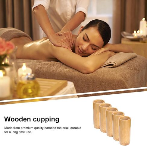 Angoily Bamboo Fire Cupping Set 5Pcs Carbonized Bamboo Cups for Home Cupping Therapy Body Suction Cups Facial Massage Tools in Saudi Arabia