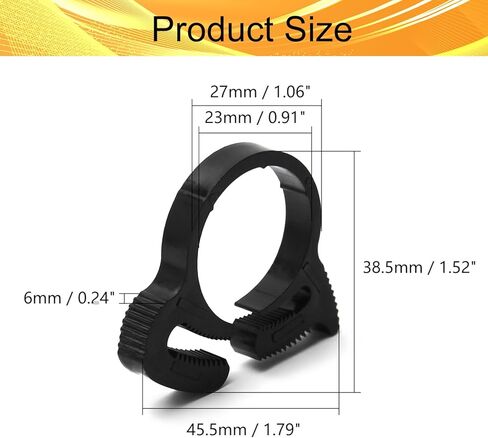 مشابك خرطوم نايلون من Wenheww، 19.6 مم - 21.6 مم/0.77 بوصة - 0.85 بوصة مقبض مزدوج قابل للتعديل، مشبك خرطوم أسود، مجموعة مشابك بلاستيكية، 10 قطع in Kuwait