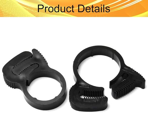 مشابك خرطوم نايلون من Wenheww، 19.6 مم - 21.6 مم/0.77 بوصة - 0.85 بوصة مقبض مزدوج قابل للتعديل، مشبك خرطوم أسود، مجموعة مشابك بلاستيكية، 10 قطع in Kuwait