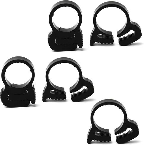 مشابك خرطوم نايلون من Wenheww، 19.6 مم - 21.6 مم/0.77 بوصة - 0.85 بوصة مقبض مزدوج قابل للتعديل، مشبك خرطوم أسود، مجموعة مشابك بلاستيكية، 8 قطع in Kuwait