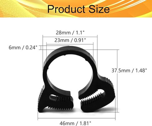 مشابك خرطوم نايلون من Wenheww، 19.6 مم - 21.6 مم/0.77 بوصة - 0.85 بوصة مقبض مزدوج قابل للتعديل، مشبك خرطوم أسود، مجموعة مشابك بلاستيكية، 8 قطع in Kuwait