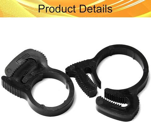 مشابك خرطوم نايلون من Wenheww، 19.6 مم - 21.6 مم/0.77 بوصة - 0.85 بوصة مقبض مزدوج قابل للتعديل، مشبك خرطوم أسود، مجموعة مشابك بلاستيكية، 8 قطع in Kuwait