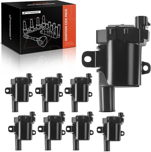A-Premium Set of 8 Round Ignition Coil Pack Compatible with Chevy GMC - Silverado 1500 2500, Tahoe, Suburban, Express, Sierra, Savana, Yukon XL, Escalade - V8 4.8L 5.3L 6.0L in Kuwait