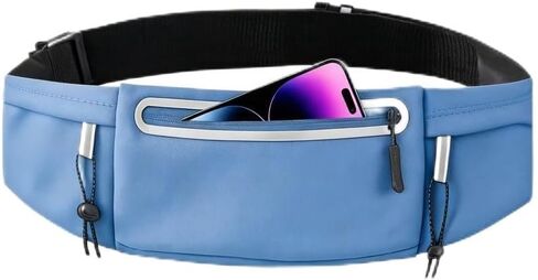 حزام الجري Fanny Pack: حقيبة خصر مكونة من 3 جيوب للرجال والنساء وتمارين اللياقة البدنية وحامل هاتف يناسب جميع الهواتف - حزام سباق الماراثون للركض مع مشبك مريلة (أسود) in Kuwait