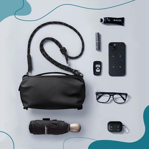 simptech حقيبة كروس مع حامل زجاجة فاني حزمة حبال الصدر حقيبة مزدوجة الجيب الرئيسي مقاومة للماء حقيبة الخصر للنساء الرجال السفر، الاستخدام اليومي، ركوب الدراجات، المشي لمسافات طويلة (أسود جديد) in Kuwait