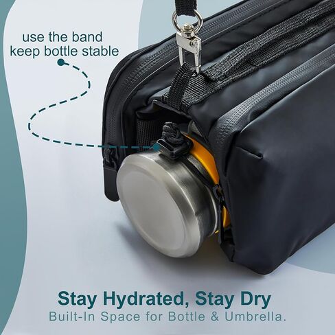 simptech حقيبة كروس مع حامل زجاجة فاني حزمة حبال الصدر حقيبة مزدوجة الجيب الرئيسي مقاومة للماء حقيبة الخصر للنساء الرجال السفر، الاستخدام اليومي، ركوب الدراجات، المشي لمسافات طويلة (أسود جديد) in Kuwait