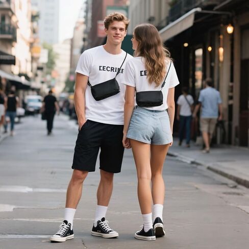 simptech حقيبة كروس مع حامل زجاجة فاني حزمة حبال الصدر حقيبة مزدوجة الجيب الرئيسي مقاومة للماء حقيبة الخصر للنساء الرجال السفر، الاستخدام اليومي، ركوب الدراجات، المشي لمسافات طويلة (أسود جديد) in Kuwait