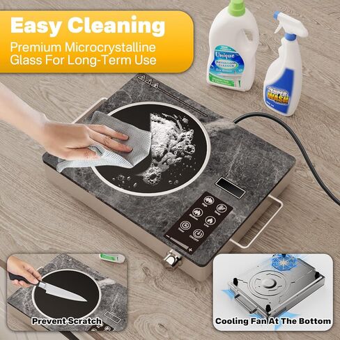 Almania Single Burner Ceramic Cooktop ، موقد كهربائي 1800 واط محمول ، موقد كونترتوب للطهي ، قم بتوصيل طبق المطبخ الساخن ، ودرجة الحرارة القابلة للتعديل. in Saudi Arabia