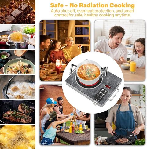 Almania Single Burner Ceramic Cooktop ، موقد كهربائي 1800 واط محمول ، موقد كونترتوب للطهي ، قم بتوصيل طبق المطبخ الساخن ، ودرجة الحرارة القابلة للتعديل. in Saudi Arabia