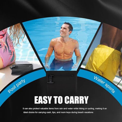 Abbylike Black Waterproof Wallet Heavy Duty Airtight Wallet Waterproof Pouch Water Tight Submersible Pouch Dry Bag with Zipper for Cash Keys Cards Swimming Diving Boating Snorkeling Kayaking for Men in Saudi Arabia