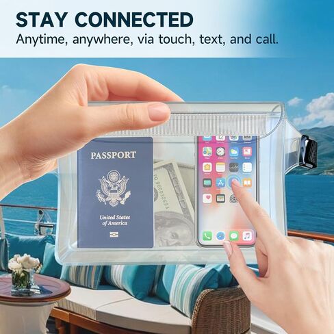 حقيبة هاتف مقاومة للماء مع حزام قابل للتعديل. مقاومة للماء وتطفو، مما يجعلها مناسبة للسفر والشواطئ والسباحة والتجديف وركوب القوارب والسفن السياحية - تحمل الهاتف وجواز السفر والمحفظة. in Kuwait