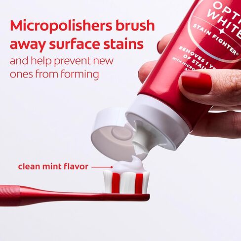 معجون أسنان كولجيت أوبتيك وايت ستين فايتر كلين مينت لتبييض الأسنان، 4 عبوات، معجون أسنان مضاد للتجويف مع الفلورايد، مزيل بقع الأسنان الآمن على المينا، 3.8 أونصة in Kuwait