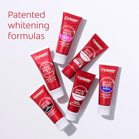 معجون أسنان كولجيت أوبتيك وايت ستين فايتر كلين مينت لتبييض الأسنان، 4 عبوات، معجون أسنان مضاد للتجويف مع الفلورايد، مزيل بقع الأسنان الآمن على المينا، 3.8 أونصة in Kuwait