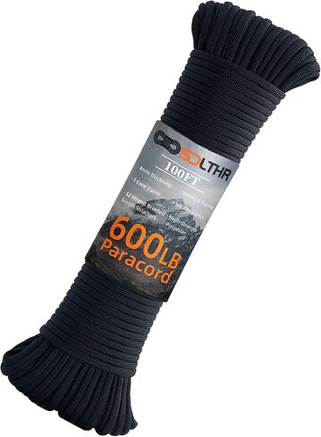 550 Paracord Rope 4mm 275 Polyester Survival Cord 7 Strand Core Black Paracord للتخييم ، والمشي لمسافات طويلة ، حبل حبل وسلاسل المفاتيح DIY ، الحبال الخارجية (100 قدم) in Saudi Arabia
