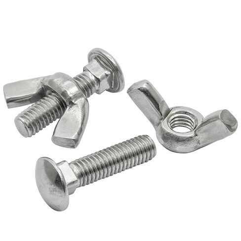 M6 x 35mm Carriage Bolts and Nut Kit,304 Stainless Steel Round Head Square Neck Carriage Bolts and Wing Nuts,Full Thread Coverage Silver(10Set) in Saudi Arabia