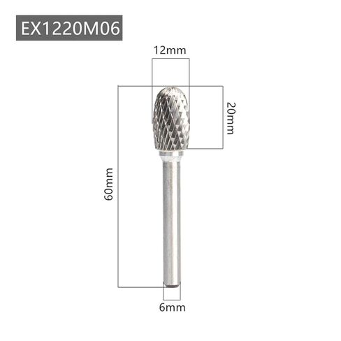 YG8 Alloy Rotary File 1Pcs EX Type Double Slot Tungsten Steel Wood Carving Grinding Head Hard Metal Milling for Copper(EX1220M06) in Saudi Arabia