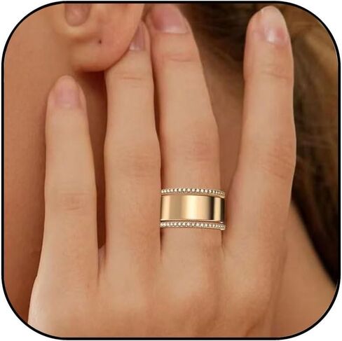 الذهب تكديس حلقات Oura للنساء الفضة القابلة للتكديس الزركونيا Zirconia chunky oura الحلقة العصرية بيان الوعد بحلقات الزفاف هدية المجوهرات للنساء in Kuwait