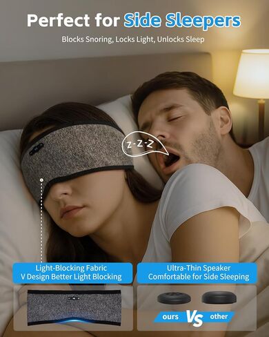 سماعات رأس بلوتوث للنوم مع بلوتوث 6.0، سماعات رأس لاسلكية لمدة 20 ساعة مع مكبرات صوت ستيريو عالية الدقة للنوم الجانبي، عصابة رأس بلوتوث قابلة للفصل والغسل in Kuwait