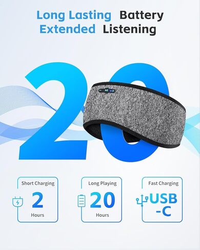 سماعات رأس بلوتوث للنوم مع بلوتوث 6.0، سماعات رأس لاسلكية لمدة 20 ساعة مع مكبرات صوت ستيريو عالية الدقة للنوم الجانبي، عصابة رأس بلوتوث قابلة للفصل والغسل in Kuwait