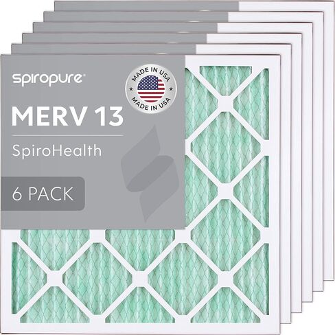 SpiroPure 17.5X17.5X1 MERV 8 Pleated Air Filters - Made in USA (6 Pack) in Kuwait