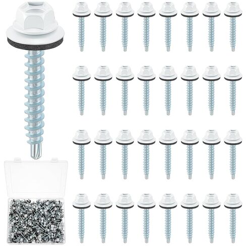 LEIFIDE 500 Pcs Metal Roofing Screws 10 x 1-1/2" Galvanized Hex Head Self Starting Metal to Wood Siding Screw (Sliver) in Saudi Arabia
