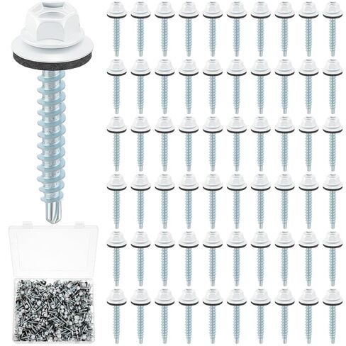 LEIFIDE 500 Pcs Metal Roofing Screws 10 x 1-1/2" Galvanized Hex Head Self Starting Metal to Wood Siding Screw (Sliver) in Saudi Arabia