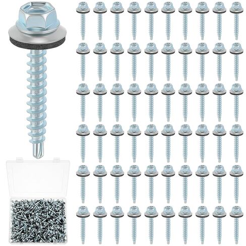 LEIFIDE 500 Pcs Metal Roofing Screws 10 x 1-1/2" Galvanized Hex Head Self Starting Metal to Wood Siding Screw (Sliver) in Saudi Arabia