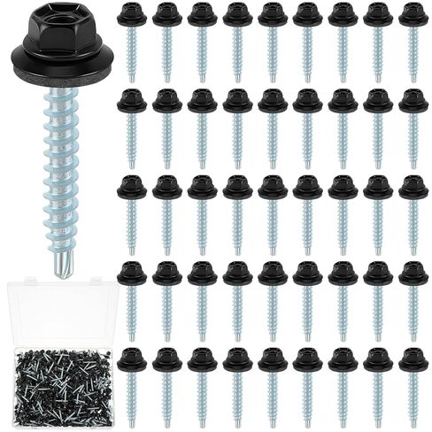 LEIFIDE 500 Pcs Metal Roofing Screws 10 x 1-1/2" Galvanized Hex Head Self Starting Metal to Wood Siding Screw (Sliver) in Saudi Arabia