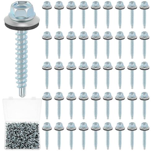 LEIFIDE 500 Pcs Metal Roofing Screws 10 x 1-1/2" Galvanized Hex Head Self Starting Metal to Wood Siding Screw (Sliver) in Saudi Arabia