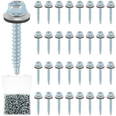 LEIFIDE 500 Pcs Metal Roofing Screws 10 x 1-1/2" Galvanized Hex Head Self Starting Metal to Wood Siding Screw (Sliver) in Saudi Arabia