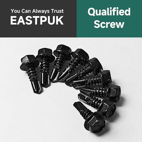 25Pcs #14 x 3/4" Sheet Metal Screws, Black Oxided Serrated Flanged Hex Head Self Drilling Screw, Diamond Point Self Tapping Screws, 410 Stainless Steel Fast Tapping with Socket in Kuwait