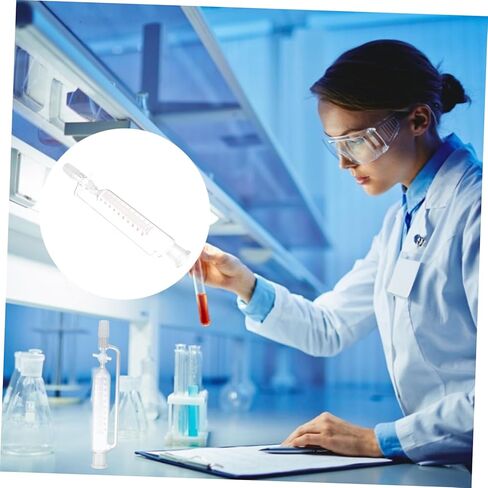 DECHOUS Cylindrical Glass Separatory Funnel PTFE Stopcock 500ml Experimental Liquid Funnel Equipment for Laboratory Use in Kuwait