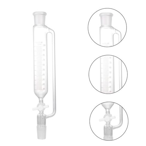DECHOUS Cylindrical Glass Separatory Funnel PTFE Stopcock 500ml Experimental Liquid Funnel Equipment for Laboratory Use in Kuwait