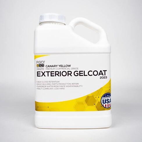 FGCI - 1 Quart Marine Grade Gel Coat for Boat Building, RV Gel Coat, Restoration, Carbon Fiber Gel Coat, Fiberglass Repair, Patching, and Repair kit (Fighting Lady Yellow) in Saudi Arabia