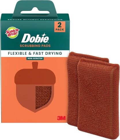 Scotch-Brite Harvest Dobie Scrubbing Pads, Non-Scratch Kitchen Sponge for Cleaning Dishes, Appliances, and Bathrooms, Copper Acorn Dish Sponge That Dries Fast, 2-Pack in Saudi Arabia