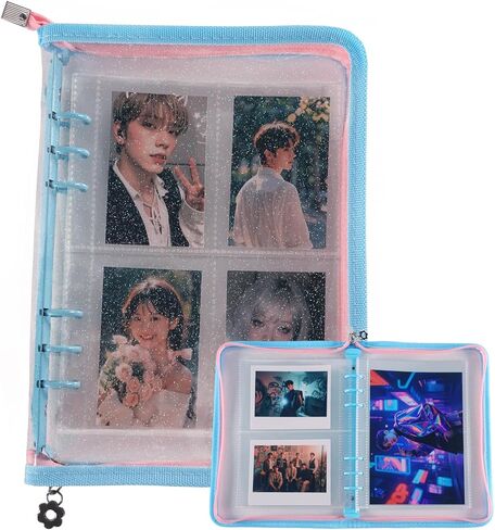 A5 KPOP Photocard Binder مع سحاب ، 3 صفحة داخلية أحجام مع 270 جيوب - منظم ألبوم صور من 6 حلقة لـ Polaroid ، Instax Wide ، Mini Photos و Trading Photos - Perfect لمجموعة KPOP Merch Collection in Kuwait