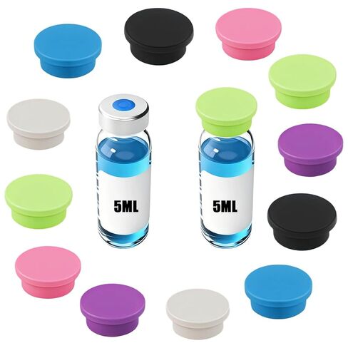 12 Pack 5ml Glass Vials Protective Vial Caps – 6 Assorted Colors, Leak-Proof Dust-Resistant Lids Cover for Flip Off Caps 5ml Vials for Injection, Easy to Clean and Reusable in Saudi Arabia