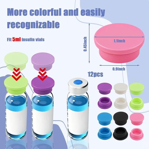 12 Pack 5ml Glass Vials Protective Vial Caps – 6 Assorted Colors, Leak-Proof Dust-Resistant Lids Cover for Flip Off Caps 5ml Vials for Injection, Easy to Clean and Reusable in Saudi Arabia