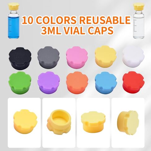10 عبوات من أغطية قوارير سعة 3 مل قابلة لإعادة الاستخدام، أمبولة مقاومة للتسرب والغبار، 10 ألوان لسهولة التنظيم، زجاجات حقن مناسبة وصناديق تخزين in Kuwait