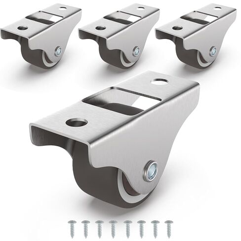 1" Low Profile Fixed Plate Casters, Mini TPR Silent Furniture Wheels, Mounting for Under Bed Storage Drawer, Wooden Cabinet, Sliding Door, 4 Pcs in Saudi Arabia