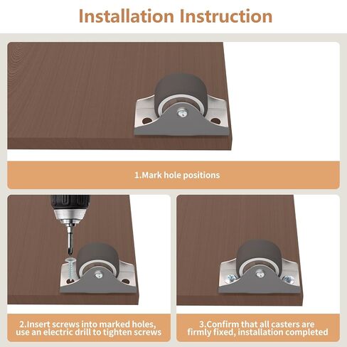 1" Low Profile Fixed Plate Casters, Mini TPR Silent Furniture Wheels, Mounting for Under Bed Storage Drawer, Wooden Cabinet, Sliding Door, 4 Pcs in Saudi Arabia
