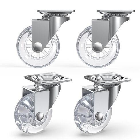 2 Inch Clear Casters,Maximum Load Capacity 265lbs Set of 4, 360 Degree Swivel Casters, for Furniture and Workbench, Crystal Clear Wheels for DIY Projects in Kuwait