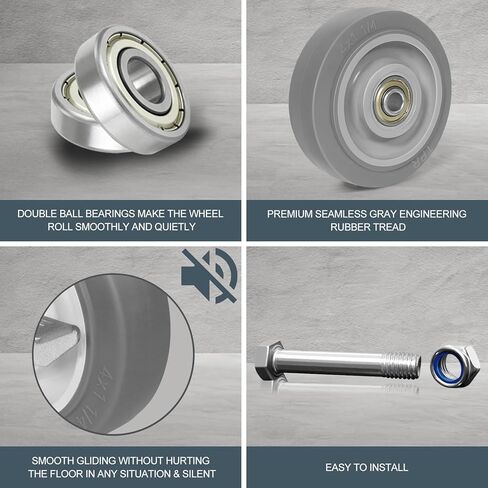 4 Inch Caster Wheels, Thermoplastic Rubber Wheels Silent Castor (Set of 4)- Heavy Duty Caster Wheels with 1600 lb Capacity, Industrial Casters Wheels for Cart Furniture Workbench in Saudi Arabia