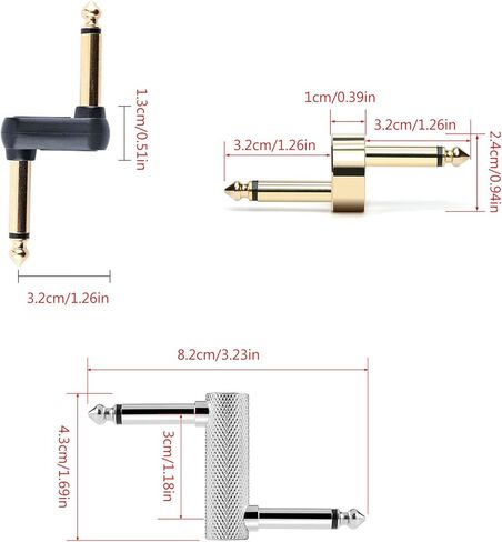 2 حزمة من وصلات دواسة الجيتار من Yuly، موصل قابس ذكر إلى ذكر 1/4 بوصة، إزاحة من النوع Z، معدن، دواستين in Kuwait