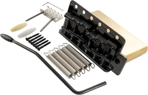 Musiclily Ultra 56mm (2-7/32 inch) American Vintage Style 6-Screw ST Tremolo Bridge with Steel Bent Saddles 42mm Solid Brass Block Push-In Arm for Strat Style Electric Guitar, Nickel in Saudi Arabia