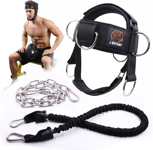 Adjustable Neck Harness for Resistance Bands & Weightlifting, Head Strap with 6 D-Rings for Multi-Directional Neck Training, Padded Chin Support for Athletes & Rehab Exercises in Saudi Arabia