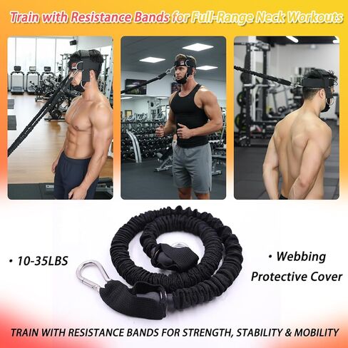 Adjustable Neck Harness for Resistance Bands & Weightlifting, Head Strap with 6 D-Rings for Multi-Directional Neck Training, Padded Chin Support for Athletes & Rehab Exercises in Saudi Arabia